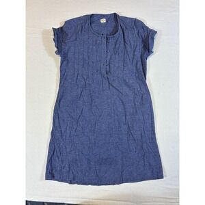 Bridge & Burn Portland Blue Linen Blend‎ Tunic Shift Dress Pockets Large L